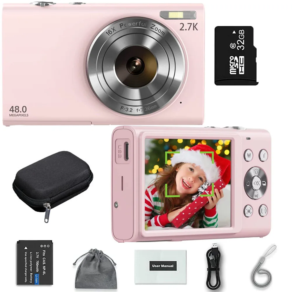 2.7K Digital Camera Autofocus Vlogging Camera HD 48MP with 2.8