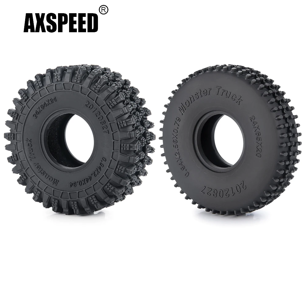 AXSPEED 4Pcs TRX4M 64/65mm Beadlock Rubber Tires for TRX-4M Defender Bronco 1/18 Axial SCX24 1/24 RC Crawler Car Truck Model