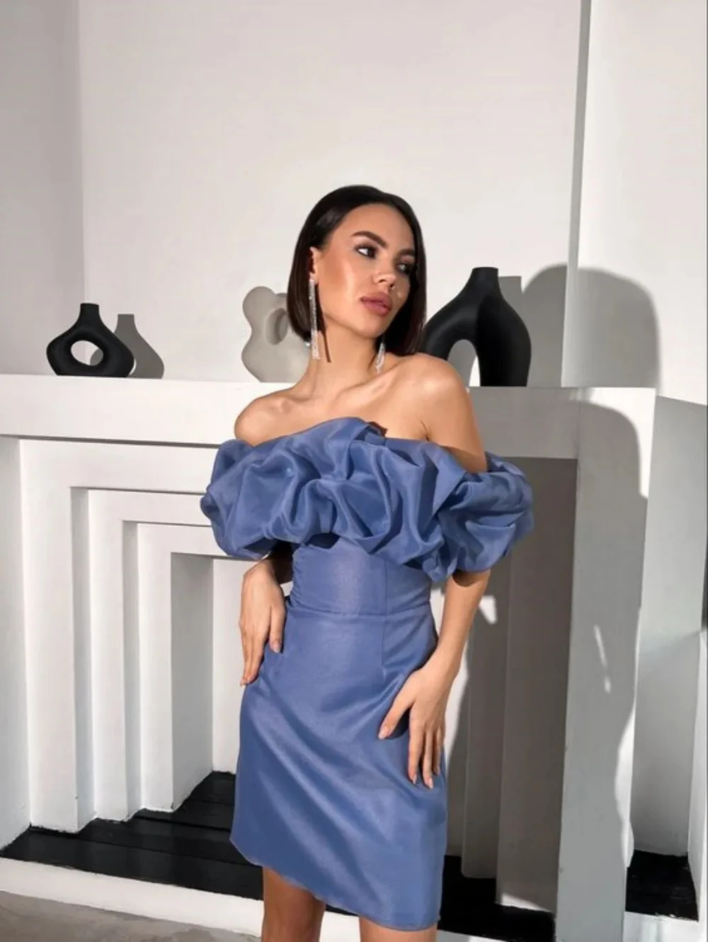 Russia Detachable Train Evening Dresses Off-The-Shoulder A-Line Prom Dresses Formal Occasion Graduation Cocktail Party Gowns