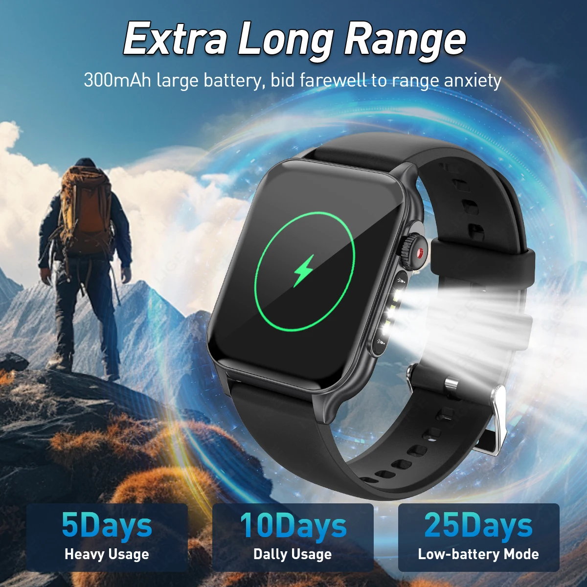 LIGE New Wireless Call Smart Watch Men Flashlight Real-time Activity Tracker Sport Fitness Watches Health Women Smartwatch 2024