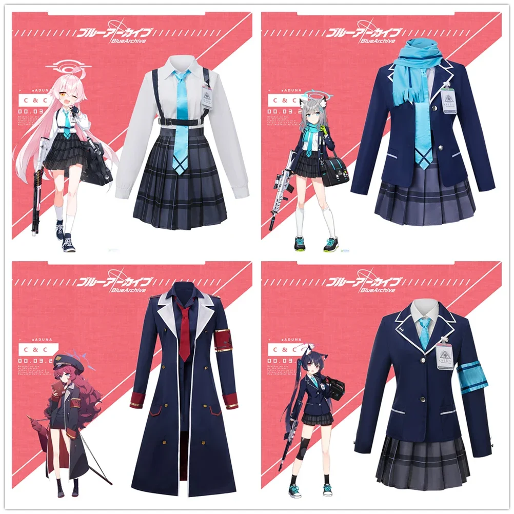 Anime Blue Archive Sunaookami Shiroko Kuromi Serika Takanashi Hoshino Natsume Iroha Cosplay Costume for Women Uniform Halloween