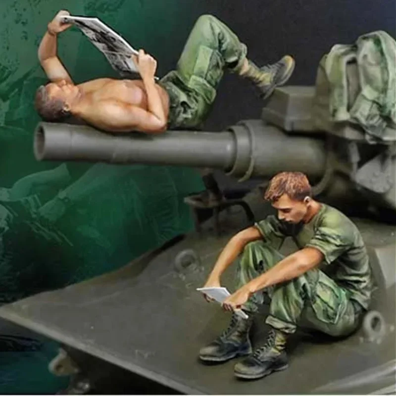 Image of Harzfiguren-Modellbausatz im Maßstab 1:35, historisches Militär, US-Soldaten, Ruhe, zwei Figuren, unmontiert, unbemalt, Miniatur 548