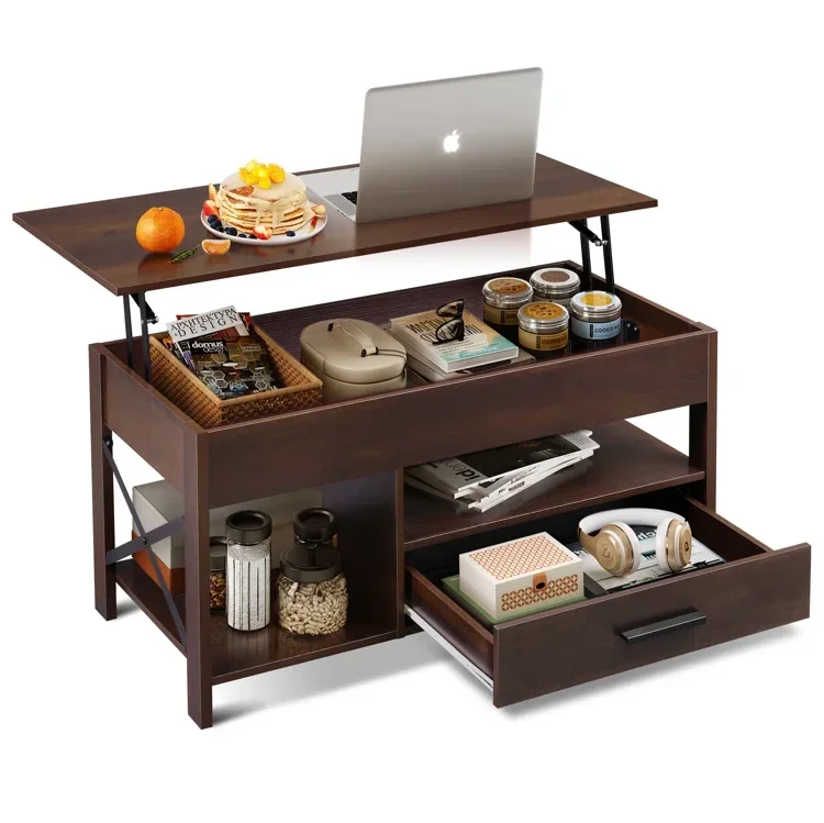 Modern Lift-top Design Coffee Table Spacious Storage Center Table Living Room Furniture Large Hidden Compartment Console Table