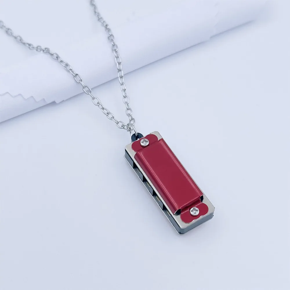 New 4-hole 8-tone Necklace Harmonica Mini Metal Music Toy Chain Woodwind Harmonica Gift
