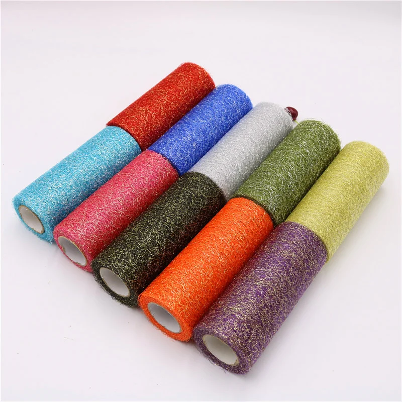 10 Yard Gold Silver Disordered Gauze Roll Tulle Mesh Tulle Christmas Net DIY Hair Accessories 15cm Silk Ribbon Wholesale