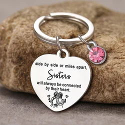 SISTER BROTHER Gift Keychain Heart Shaped Metal Key Chain Ring Birthday Christmas Farewell Gift For Sister Brother BFF Friends