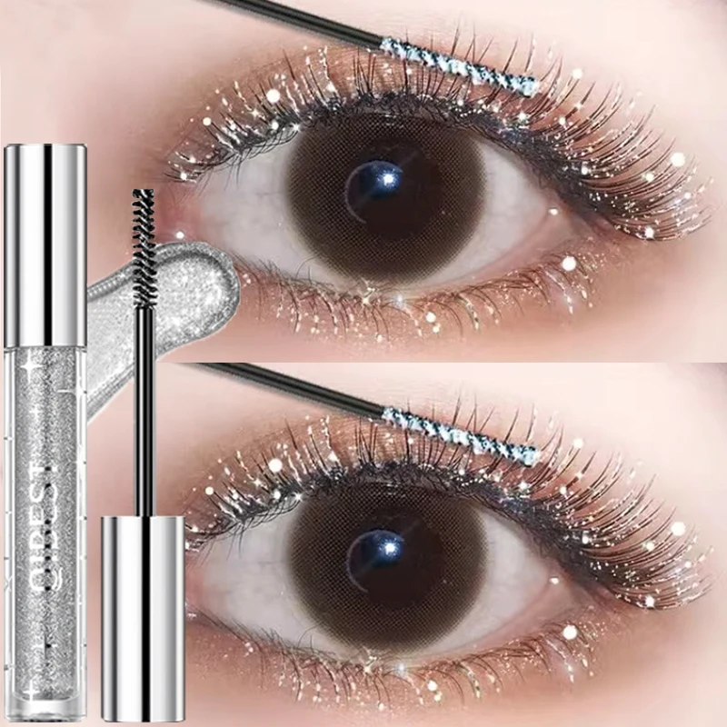 Diamant-Mascara, glänzende Galaxie-Pailletten, schweißfest, glitzernde Wimpern, schnell trocknend, langlebig, dicke Wimperntusche, schimmerndes Make-up, 1 Stück