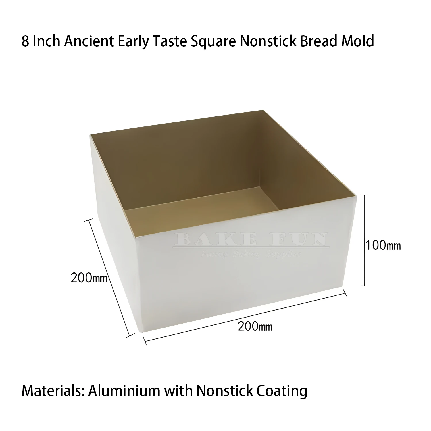 8 Inch Ancient Early Taste Square Cube Nonstick Bread Mold 10cm Height Baking Pan DIY Bakery Supplies