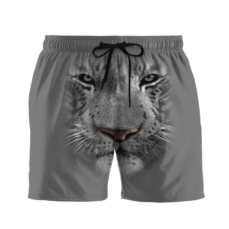 Men\'s Animal 3D Printed Leather Shorts Tiger Snake Zebra Print Shorts Outdoor Beach and Street Sports Swimwear Summer Fashion