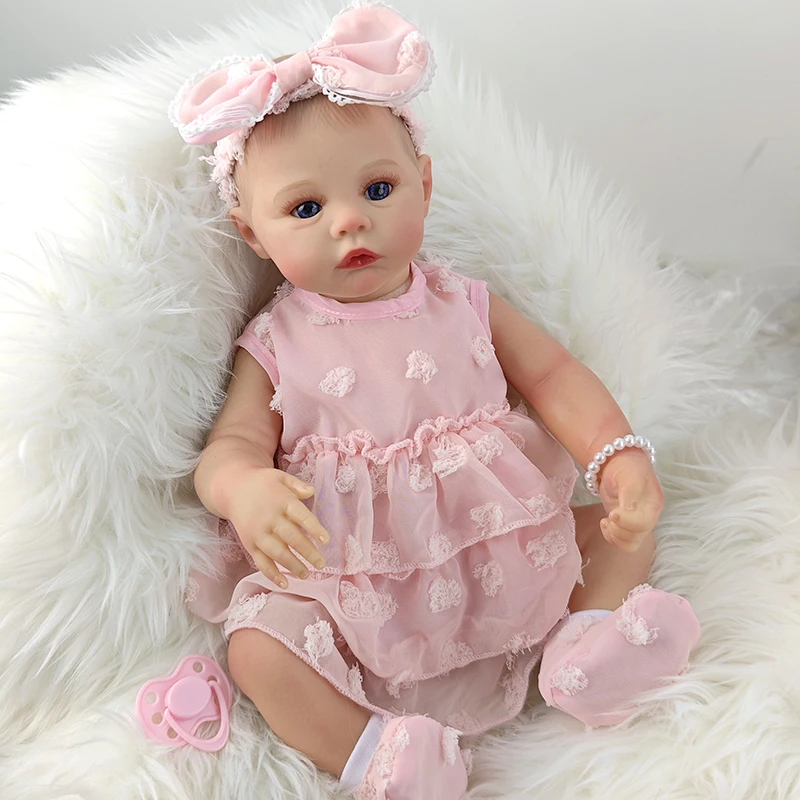 18 Inch 46 Cm 3D Huid Zachte Doek Lichaam Meisje Reborn Babypop Met Geschilderd Levensecht Haar Baby Reborn Speelgoed kinderen
