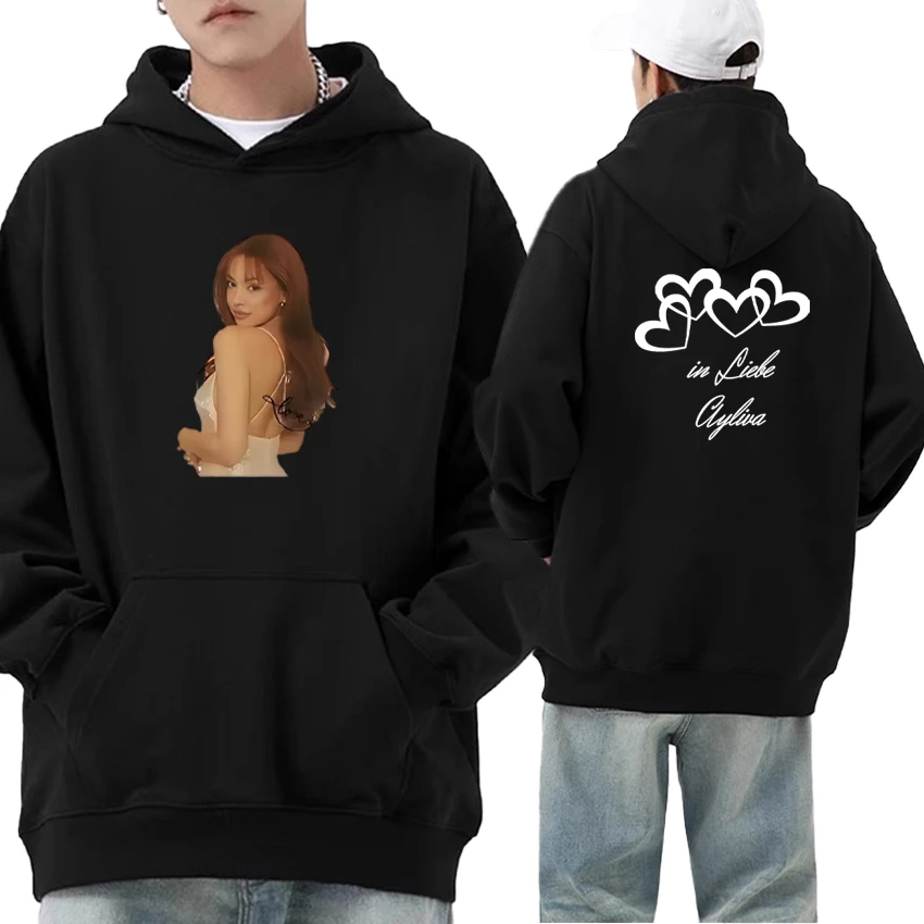 

Hot Singer Die Ayliva Tour 2025 New Fleece Sweatshirt Double Sided Print Autumn Winter Hoodies Long sleeve Loose Unisex Pullover