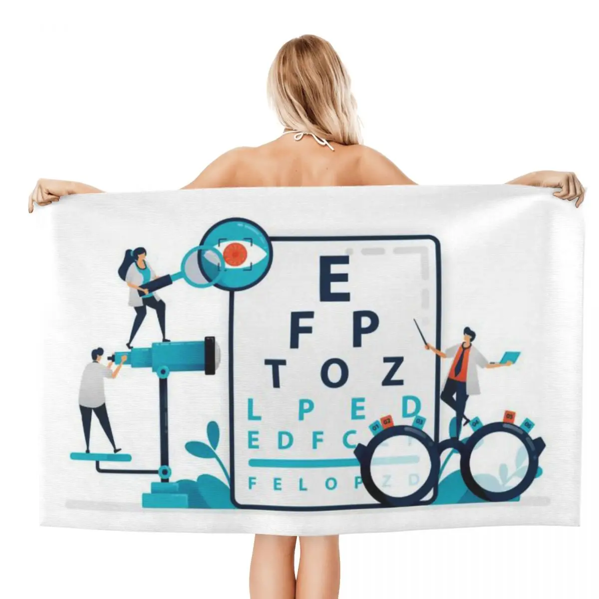 Eye Chart Optical Optics Beach Towel Customized Optometrist Breathable Microfiber Shower Towels