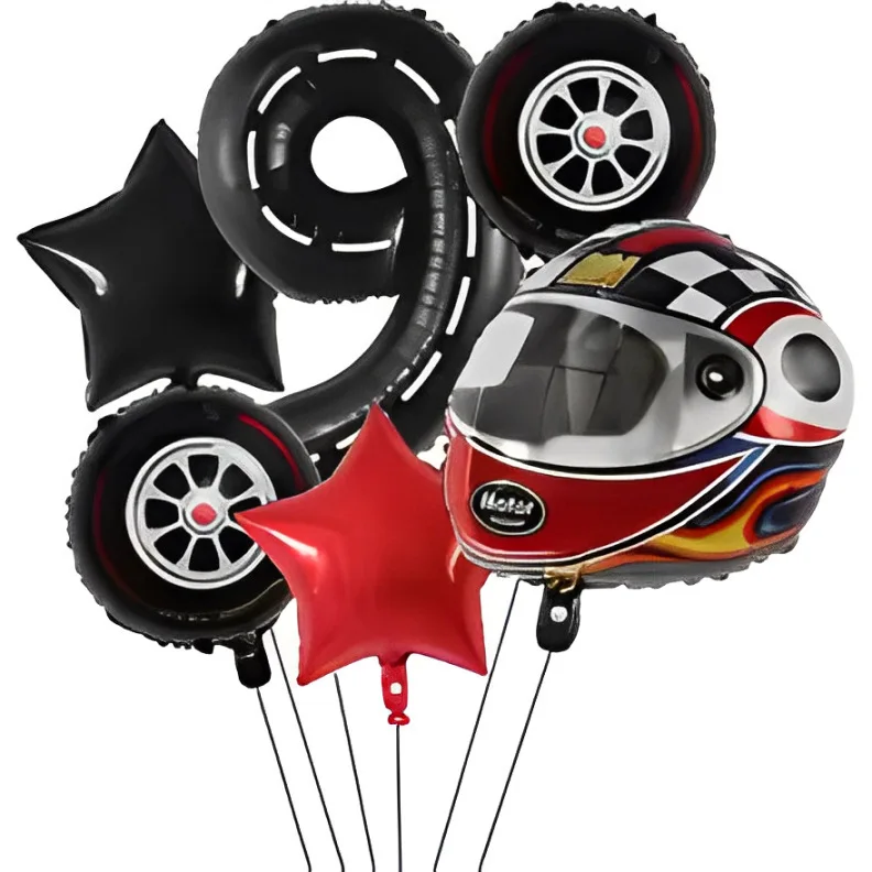 6PCS Motor Helm Ballon Rad Reifen Racing Luftballons Geburtstag Dekor Jungen Rennen Auto Dirt Bike Motocross Hot Rad Party liefert – Detail 11