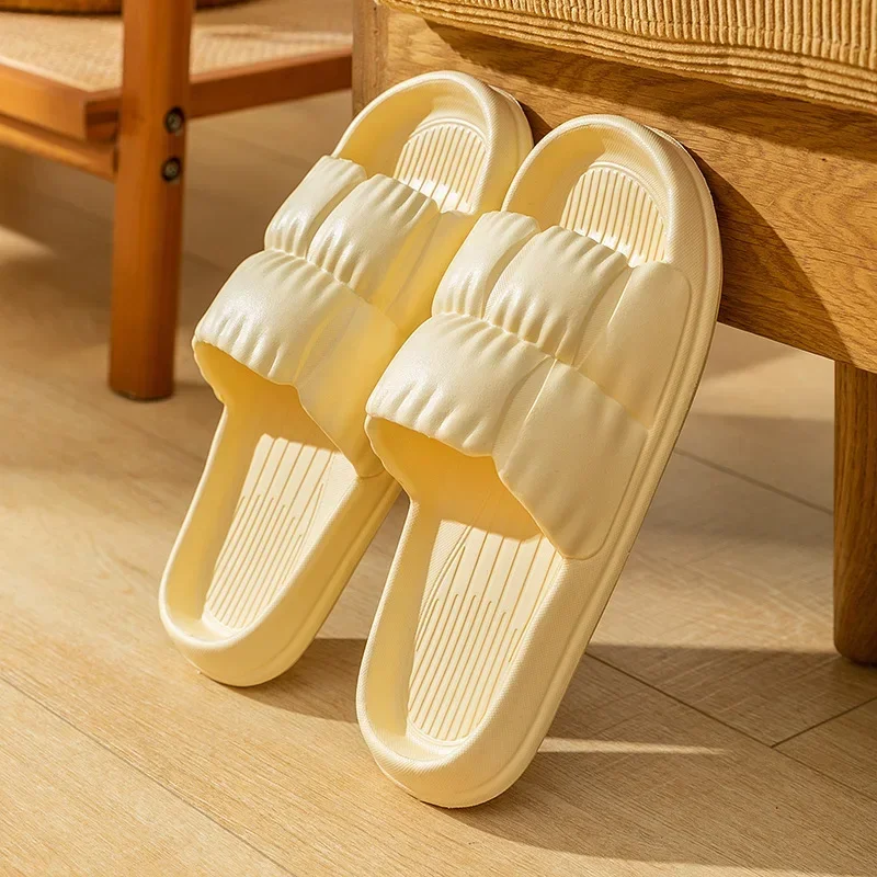 Popular pleated petal slippers for women in all four seasons, couple's slippers, women's home shoes, household EVA slippers image 6