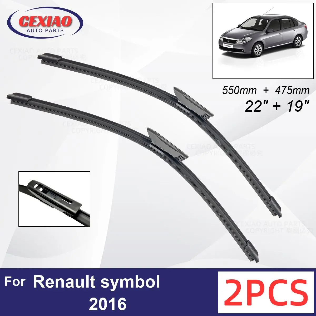 Car Wiper For Renault symbol 2016 Front Wiper Blades Soft Rubber Windscreen Wipers Auto Windshield 22