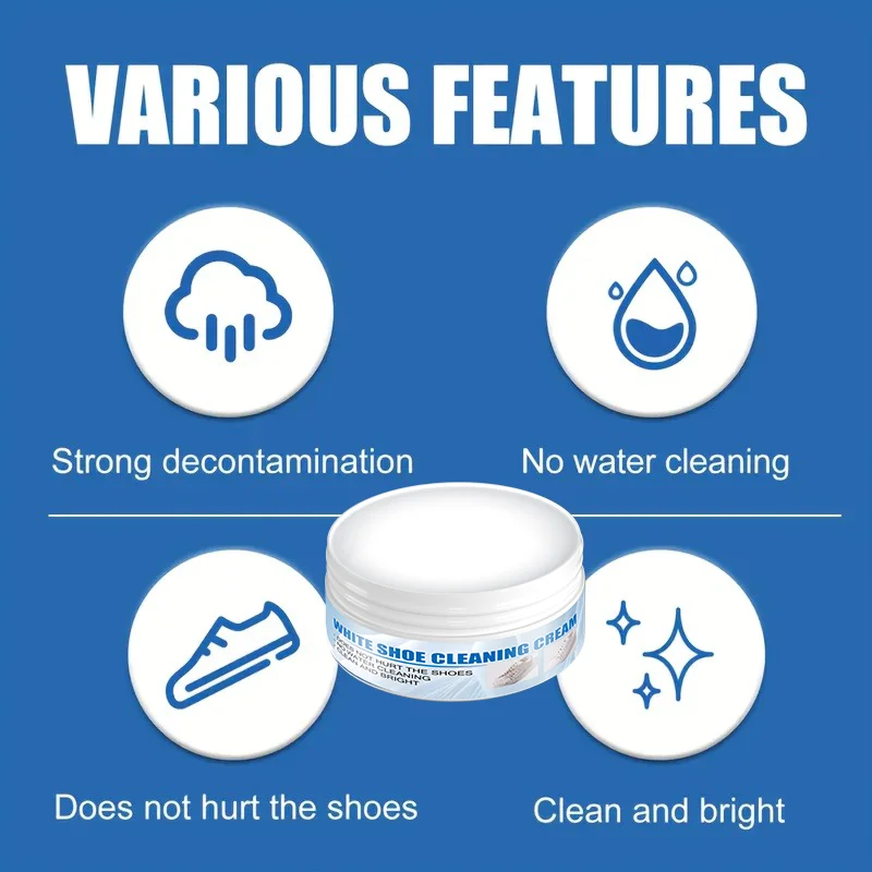 

Shoe Whitening Cream. Quickly removes stains without damaging surfaces - suitable for various scenarios, convenient, efficient,