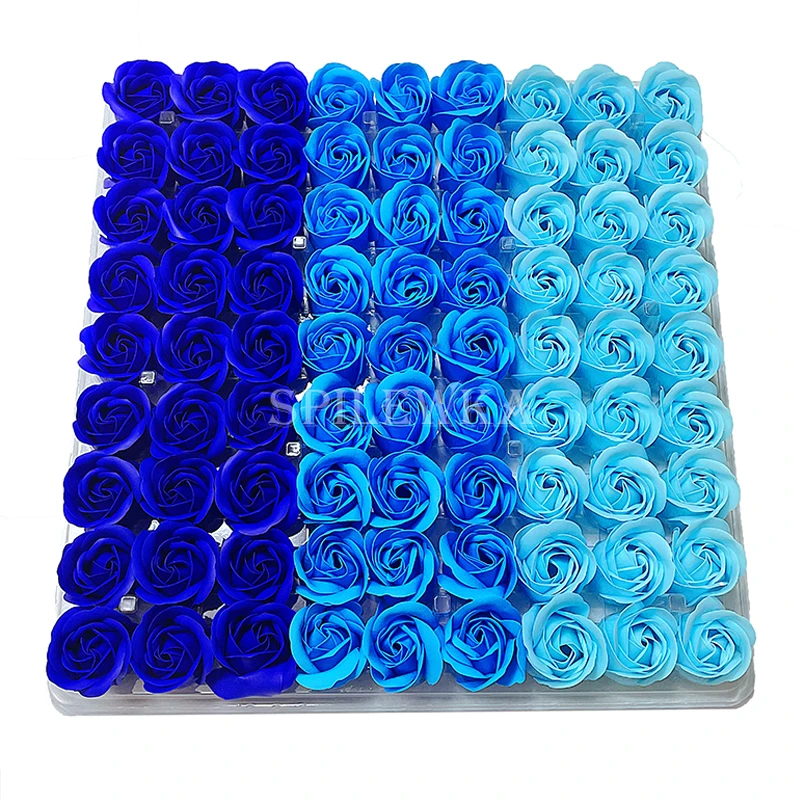 81Pcs/lot Mix Color Three-layer Without Base Rose Floral Fragrant Artificial Flowers Head DIY Creative Gifts for Valentine's Day