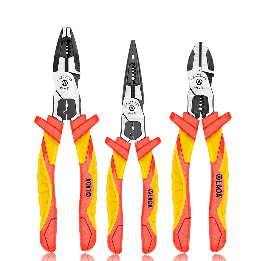 Insulated Pliers Set with German VDE Certification Perfect for Crimping and Cutting Wires