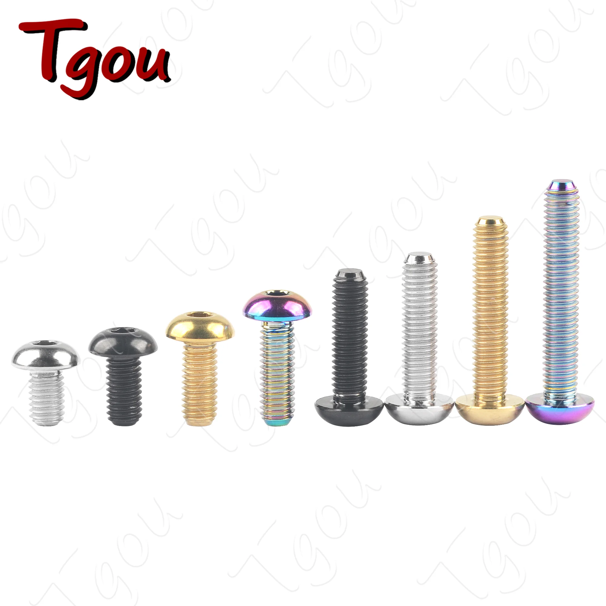 Tgou Titanium Bolt M5x8/10/12/15/18/20/25/30mm Half Round Head Hex Screw for Water Bottle Cage Fixing Bolts Bike Screws