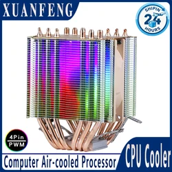6 Heat Pipe Twin Towers Air-cooled Computer Cooler CPU Cooling 90mm Fan 4pin/PWM Installing LGA2011 2066 x79 x99 2099 E5 E3 AMD
