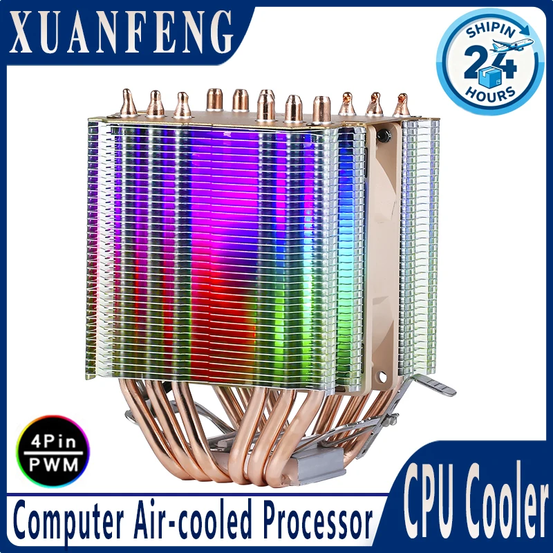 6 Heat Pipe Twin Towers Chłodzona powietrzem chłodnica komputerowa Chłodzenie procesora Wentylator 90 mm 4pin/PWM Instalacja LGA2011 2066 x79 x99 2099 E5 E3 AMD