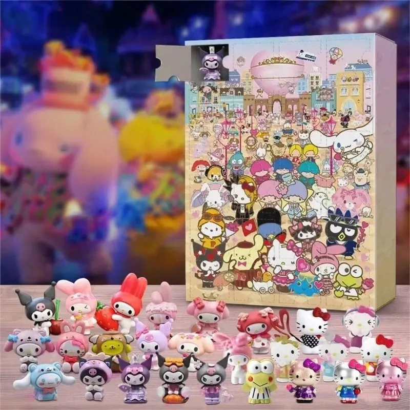 Caja de regalo sorpresa con figura de dibujos animados de Hello Kitty Stitch, adorno creativo, calendario de cuenta atrás para Navidad, caja ciega de regalo