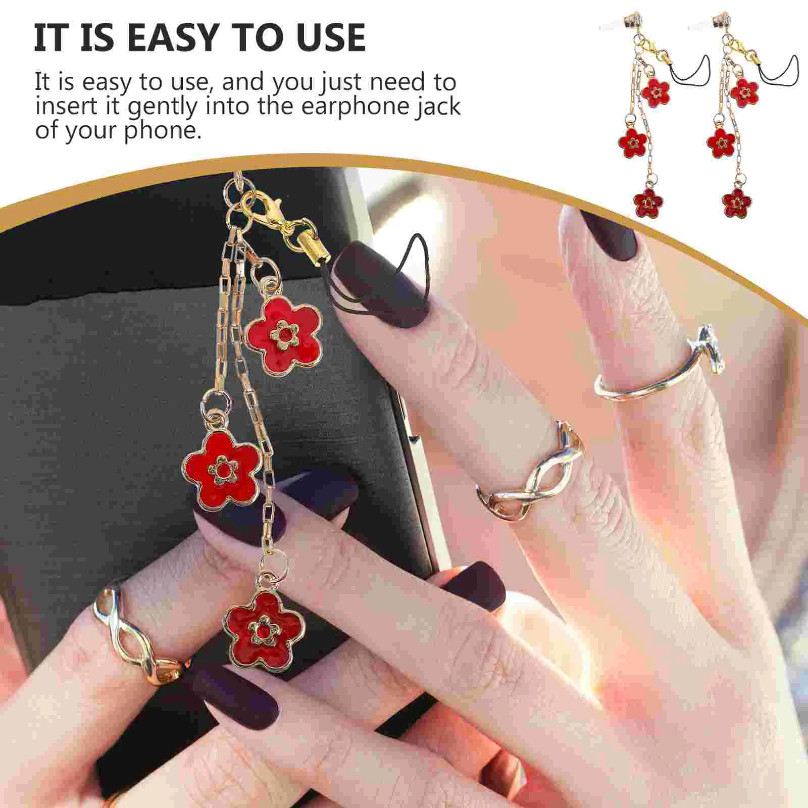  2 Pcs Honeycomb Small Flower Pendant Mobile Phone Plug Charms Alloy Dust for Phones