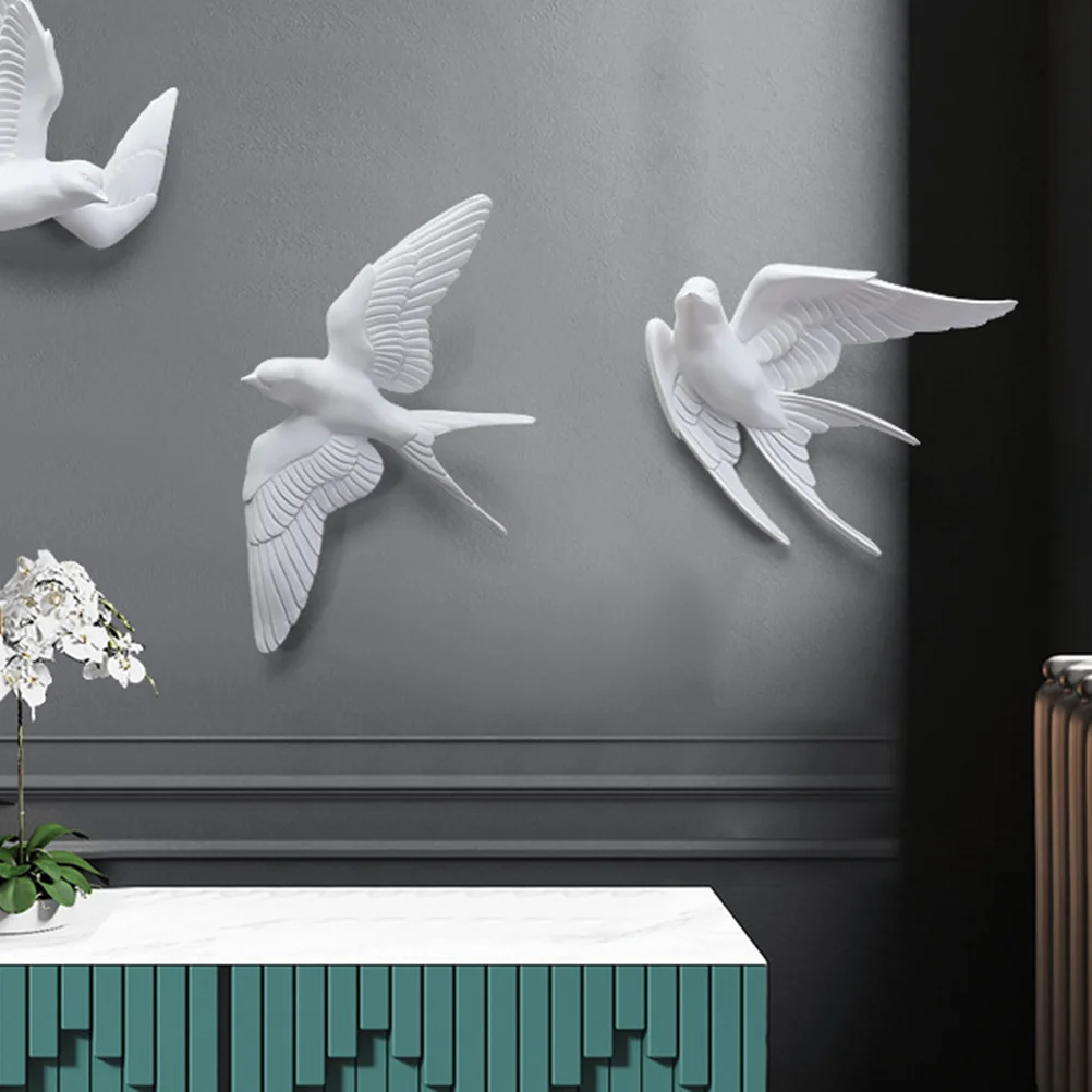 2 Pcs Wall Decoration Pendant Swallow Neat Ornament Artificial Bird Adornment with Simulation Tray