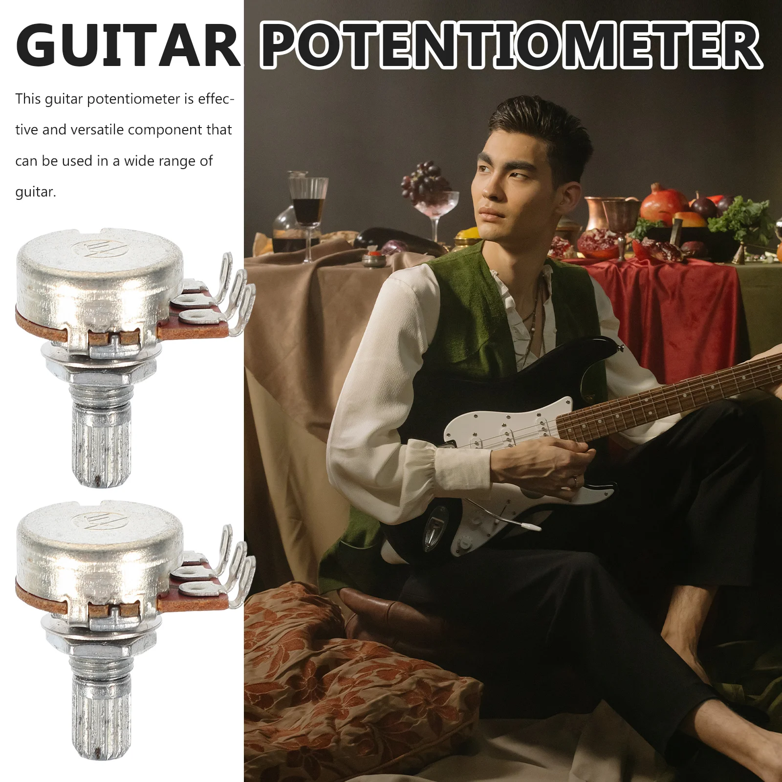 

4 Pcs 500k Pots for Guitars Audio Potentiometer Metal Button Linear Taper Rotary