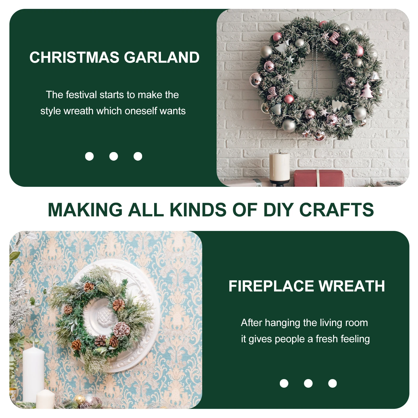 

3 Pcs Garland Hoop Practical Frame Metal Wreath Ring Decorate Round Iron Accessory Making Deep Green