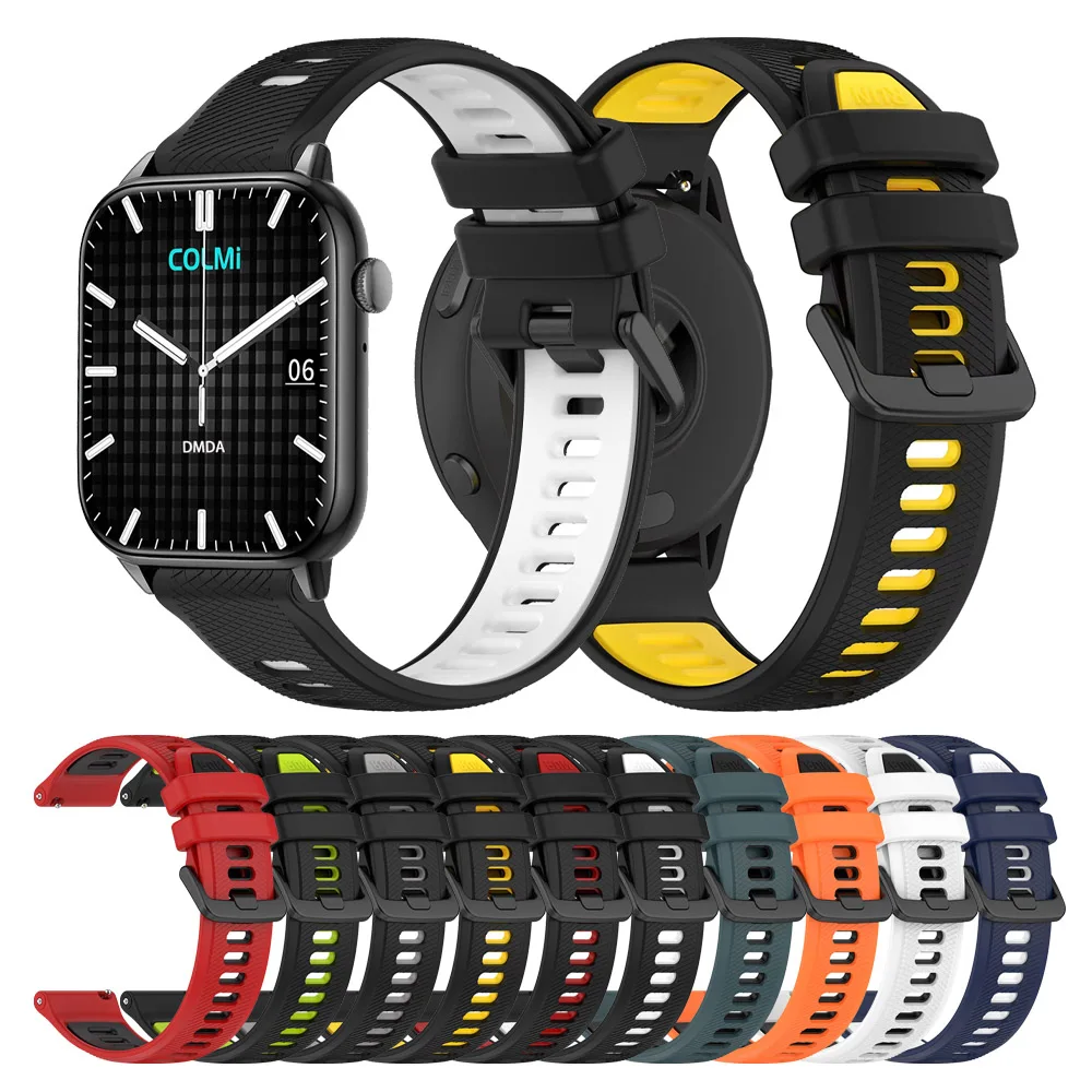 Ремешок силиконовый для COLMI Band C61/C81/P73/P71/P68/P28 Plus/P76/I31/V68/V70/M42, Аксессуары для браслета, 20 мм 22 мм