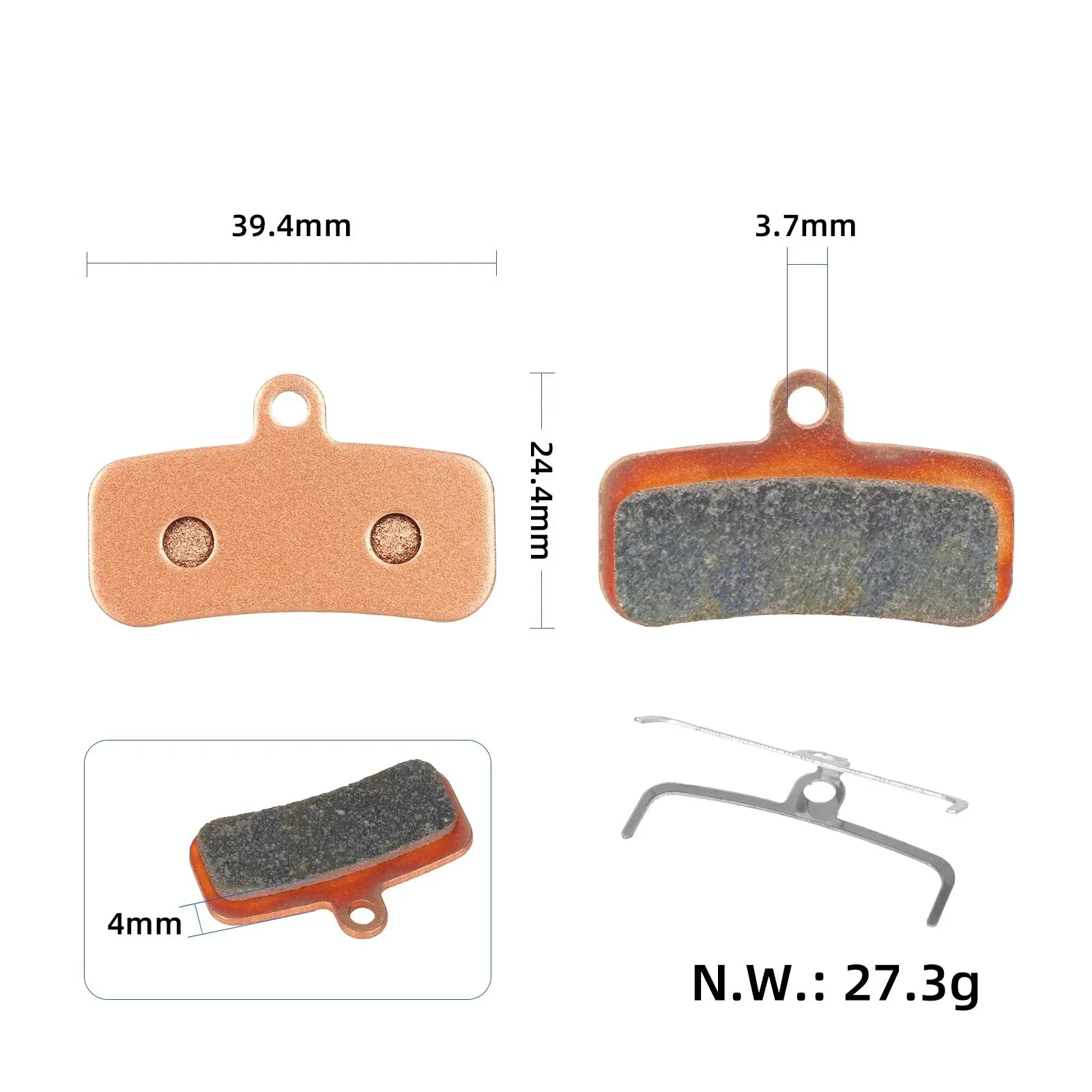 For Shimano ZEE M640 4-Piston Disc Brake Caliper High-Temp Replacement Set Sintered Full Metallic Brake Pads Bronze