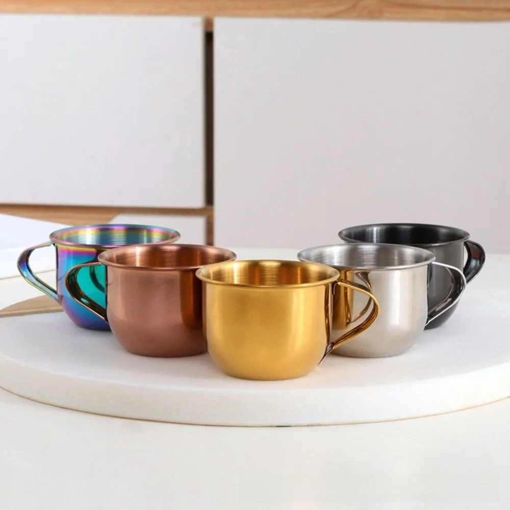 

New 304 Stainless Steel Mini Tea Cup 60ml Capacity with Handle Coffee Mug Small Capacity Portable Rice Wine Cup Korean Style