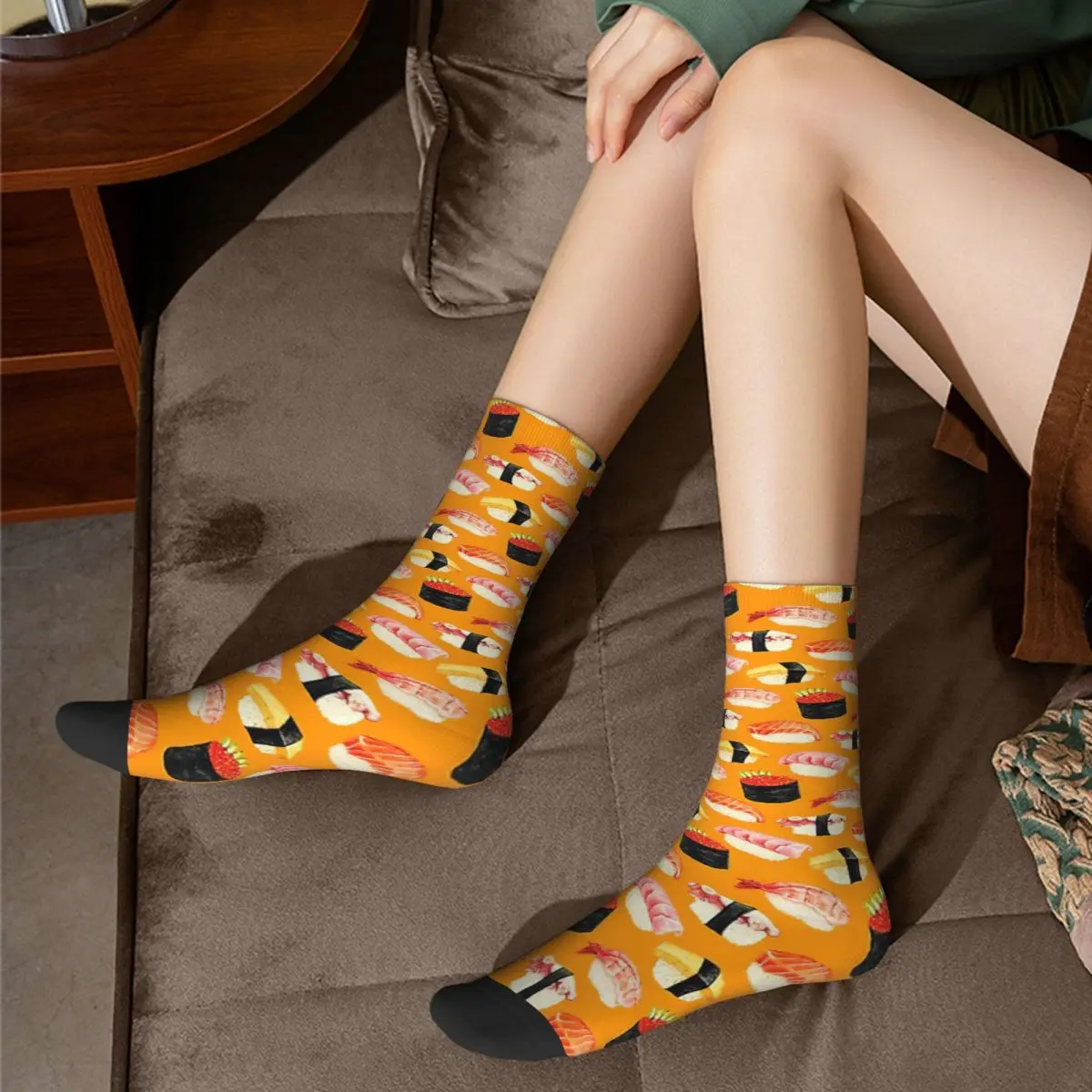 Chaussettes pour adultes Orange motif Sushi Nigiri, chaussettes unisexes, chaussettes pour hommes et femmes