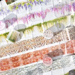 Journamm 50mm*2m Wall and Flower Series PET Tape Decor Junk Journal DIY Scrapbooking School Supplies Collage Tapes