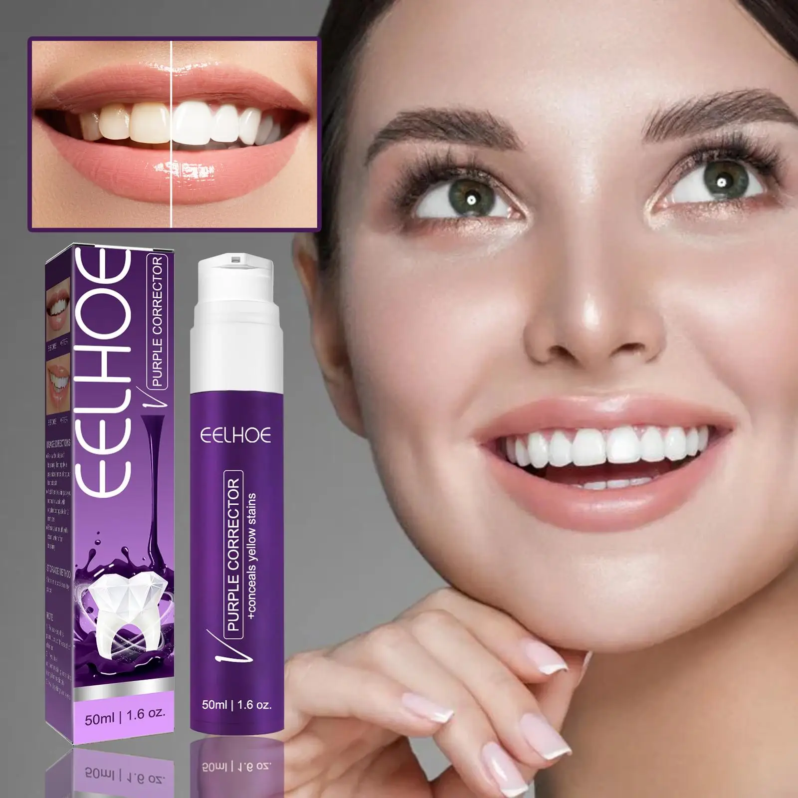 Teeth Whitening V34 Purple Toothpaste Colour Corrector Cleans Oral Products Smoke Stains Tooth Cavity Removing Whitening S7W4