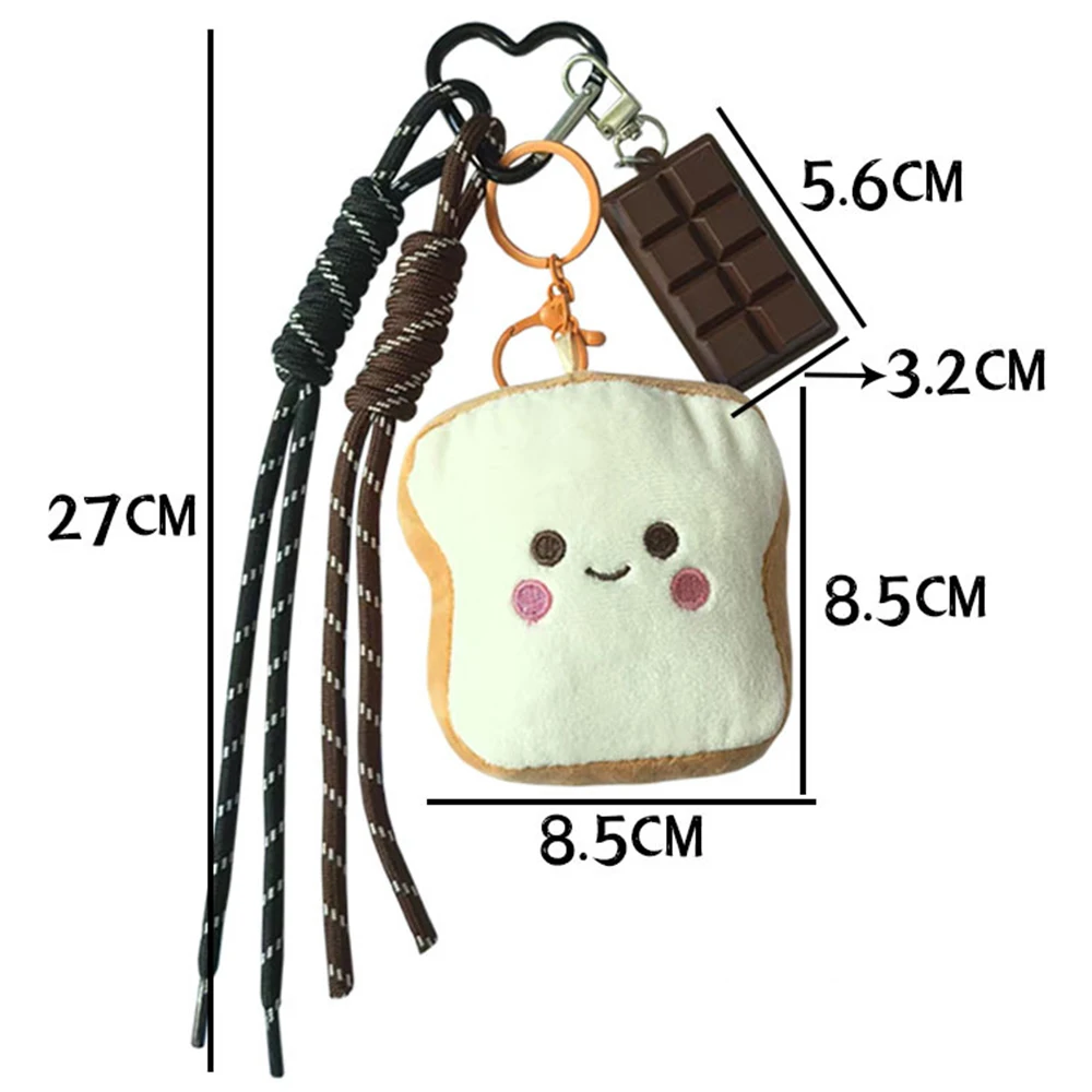 Cute Fashion Series Plush Burger Toast Doll Keychain,Woven Rope Toy Bag Pendant Creative Lanyard Car Decor Keyring Charm Gift view 2