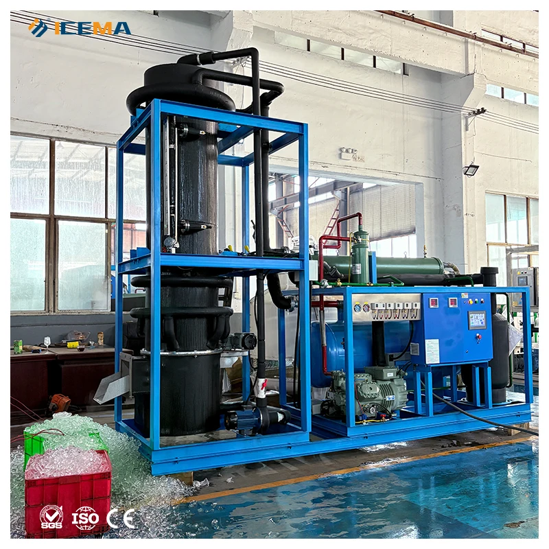 ICEMA Automatic Tube Ice Making Machine 1-60 Tons Industrial Ice Maker For Cool Drinks Emerson Compressor Pump Motor Included