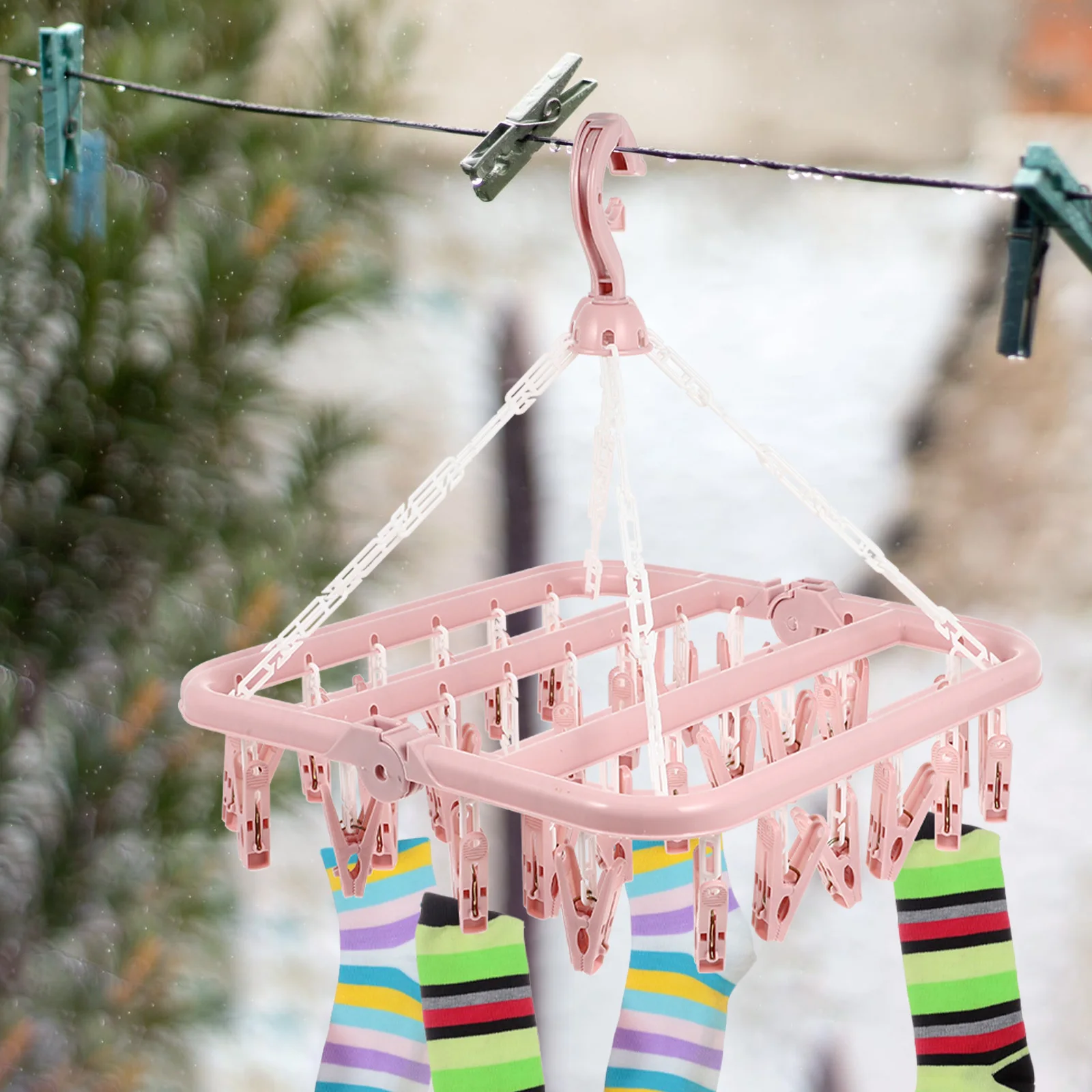 Clothes Hanging Rack Drying Sock Clip Convenient Hanger Racks for Laundry Hangers Clothing Folding Plastic Clamp-on