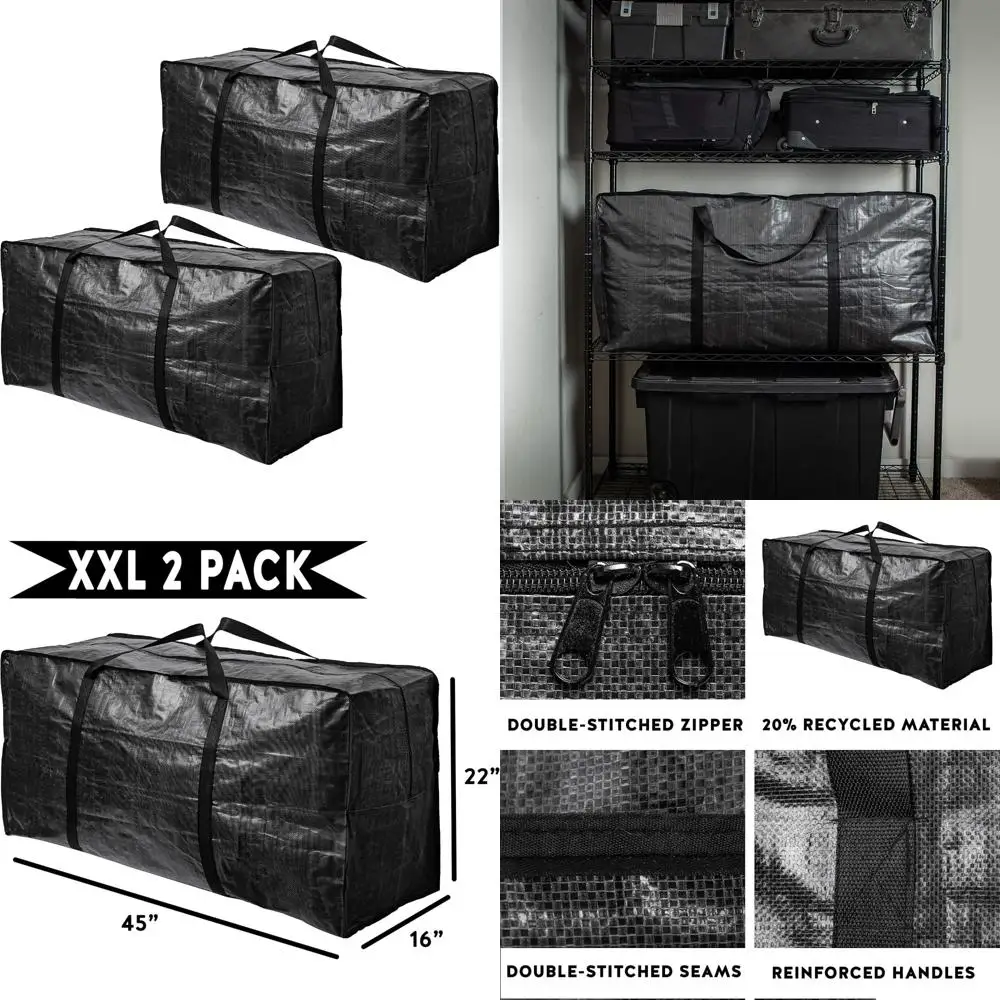 Extra Large Heavy-Duty Storage Bags - 68.5 Gallon XXL Jumbo Reusable Moving Totes with Strong Handles