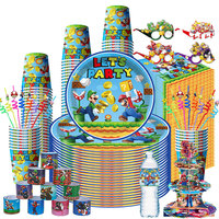 New Super Mario Birthday Decoration Mario Bros Birthday Balloons Disposable Tableware Set Plates Cups Napkin Kid Party Supplies
