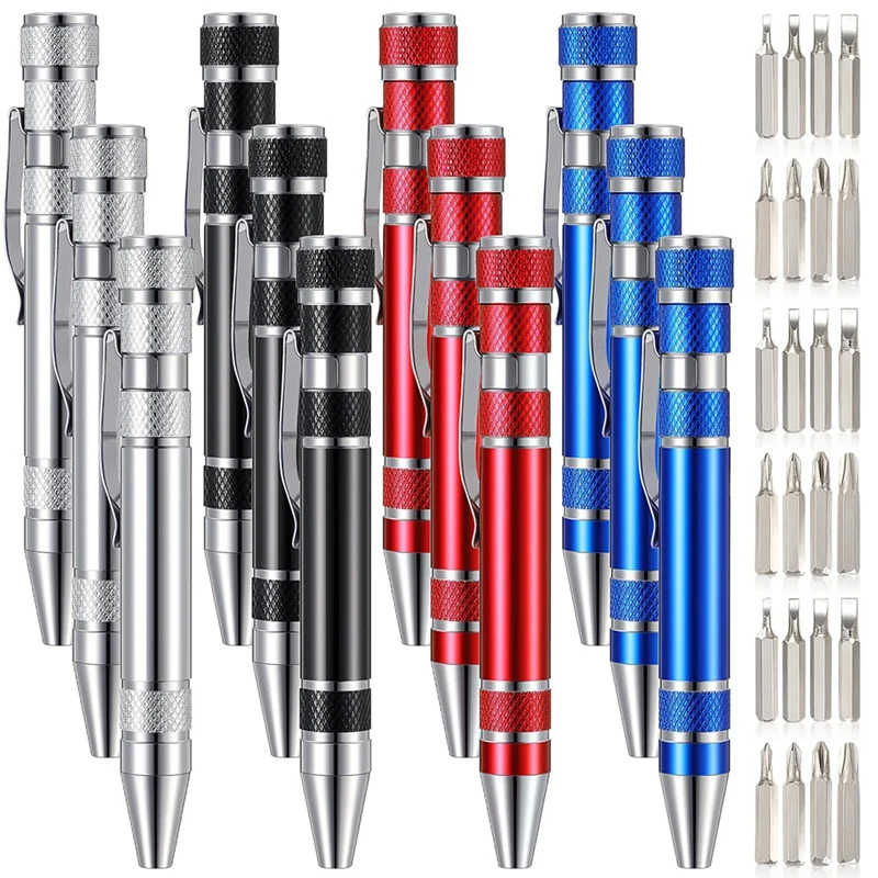 AC62-12 Pieces Pen Screwdriver Gifts Multitool Handy Tool Eight In One Magnetic Pocket Screwdriver Multi Precision Function