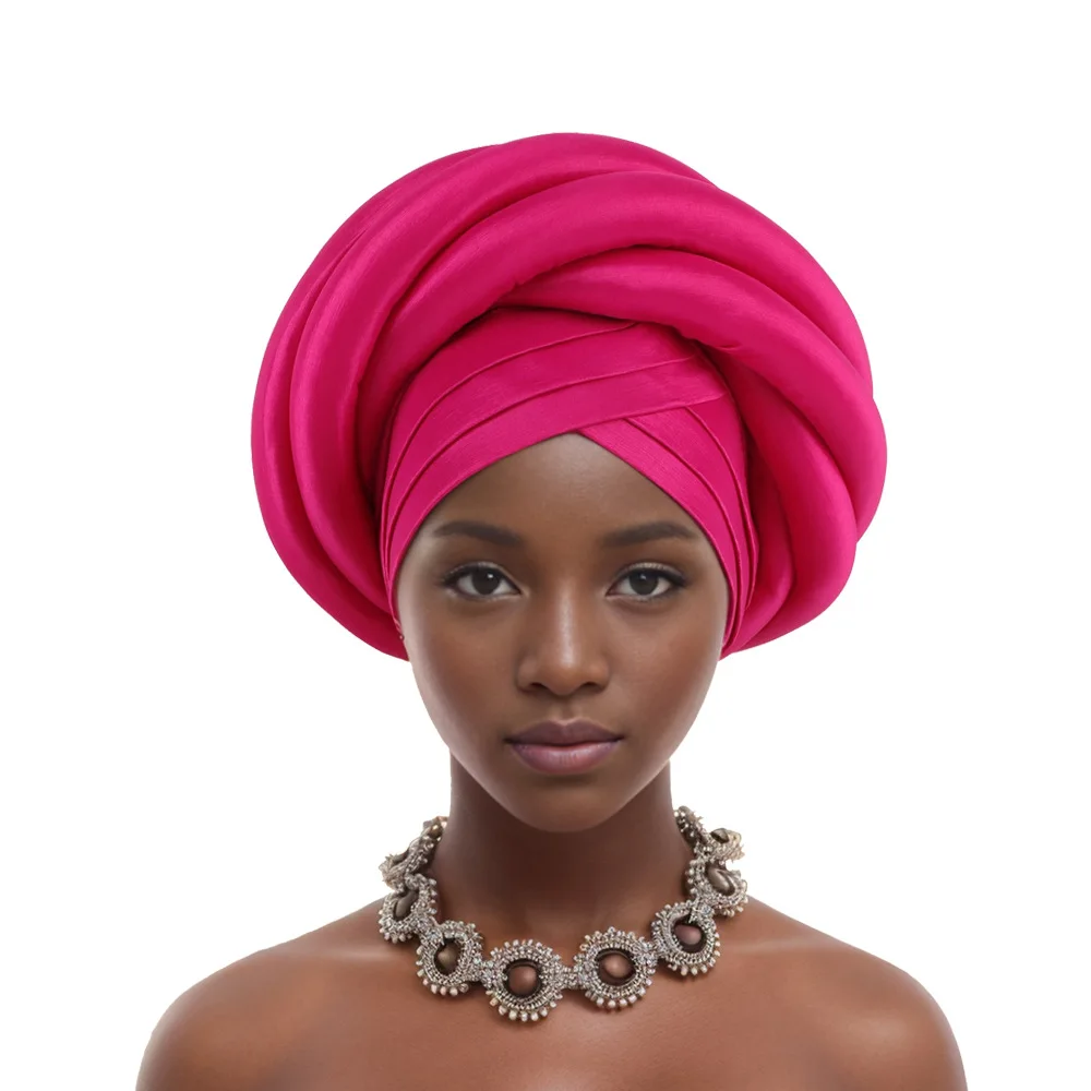 

Multilayer Braid African Turban Caps for Women Pre-Tied Headscarf Bonnet Nigerian Auto Gele Headtie Female Head Wraps 2024