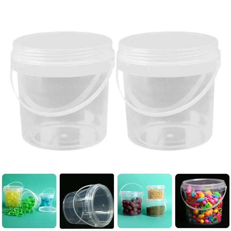 2 Pcs Toy Food Storage Bucket with Lid Plastic Container Barrel Portable Clear Pp Large Capacity Round Snack Containers