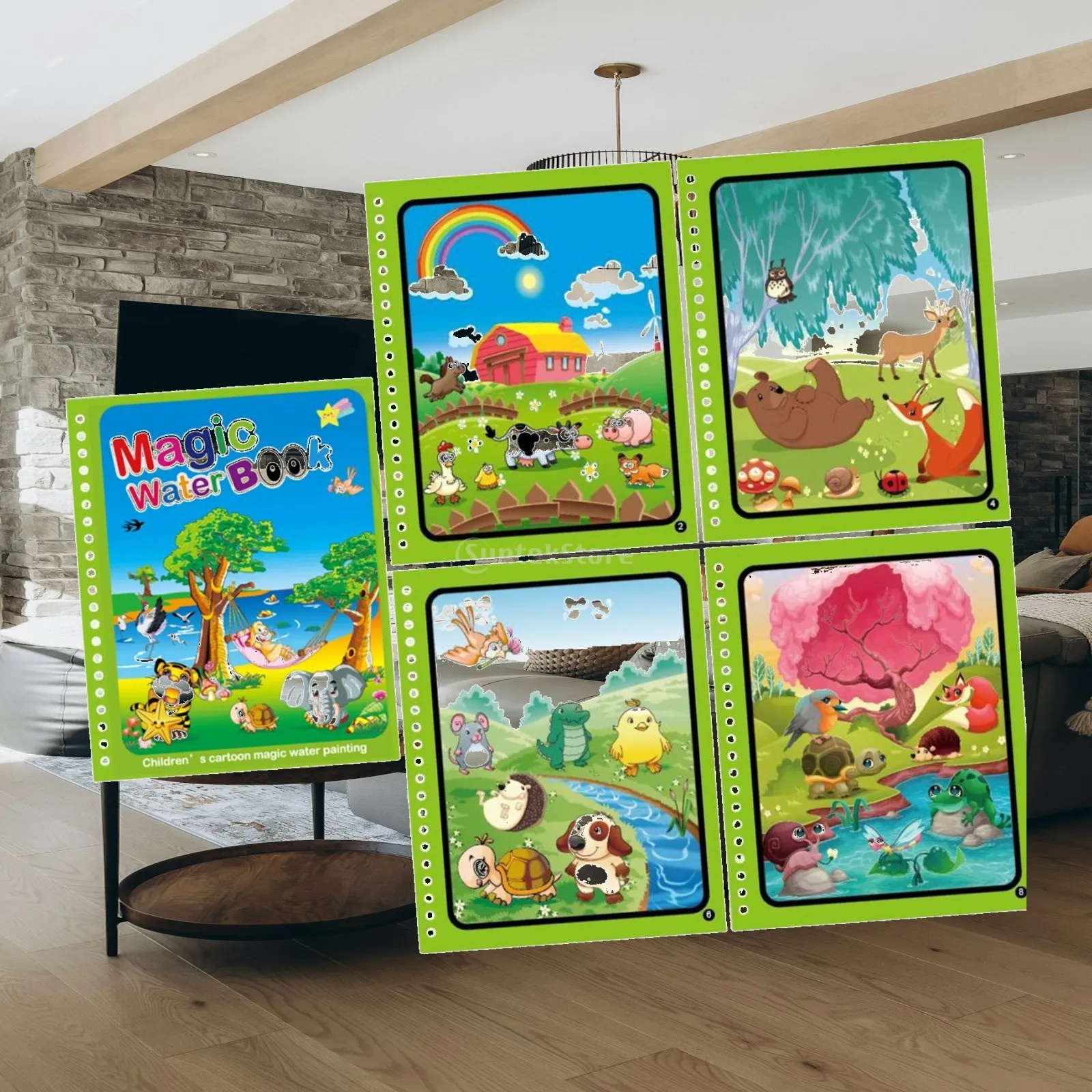 Reusable Water Drawing Book for Toddlers Colorful Painting Album Toy Educational Learning Activities with Pen for Kids 4-6