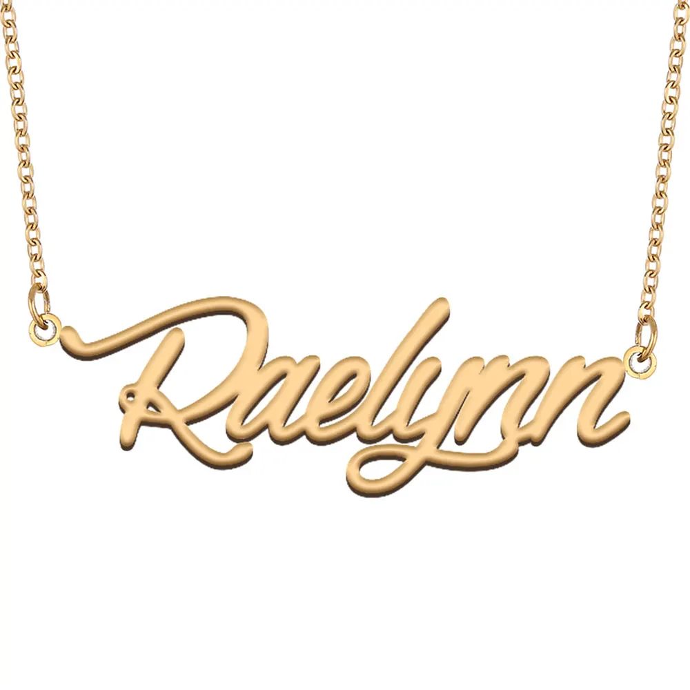 

Raelynn Name Necklace for Women Stainless Steel Jewelry Gold Color Nameplate Pendant Collares Para Mujer Letters Choker