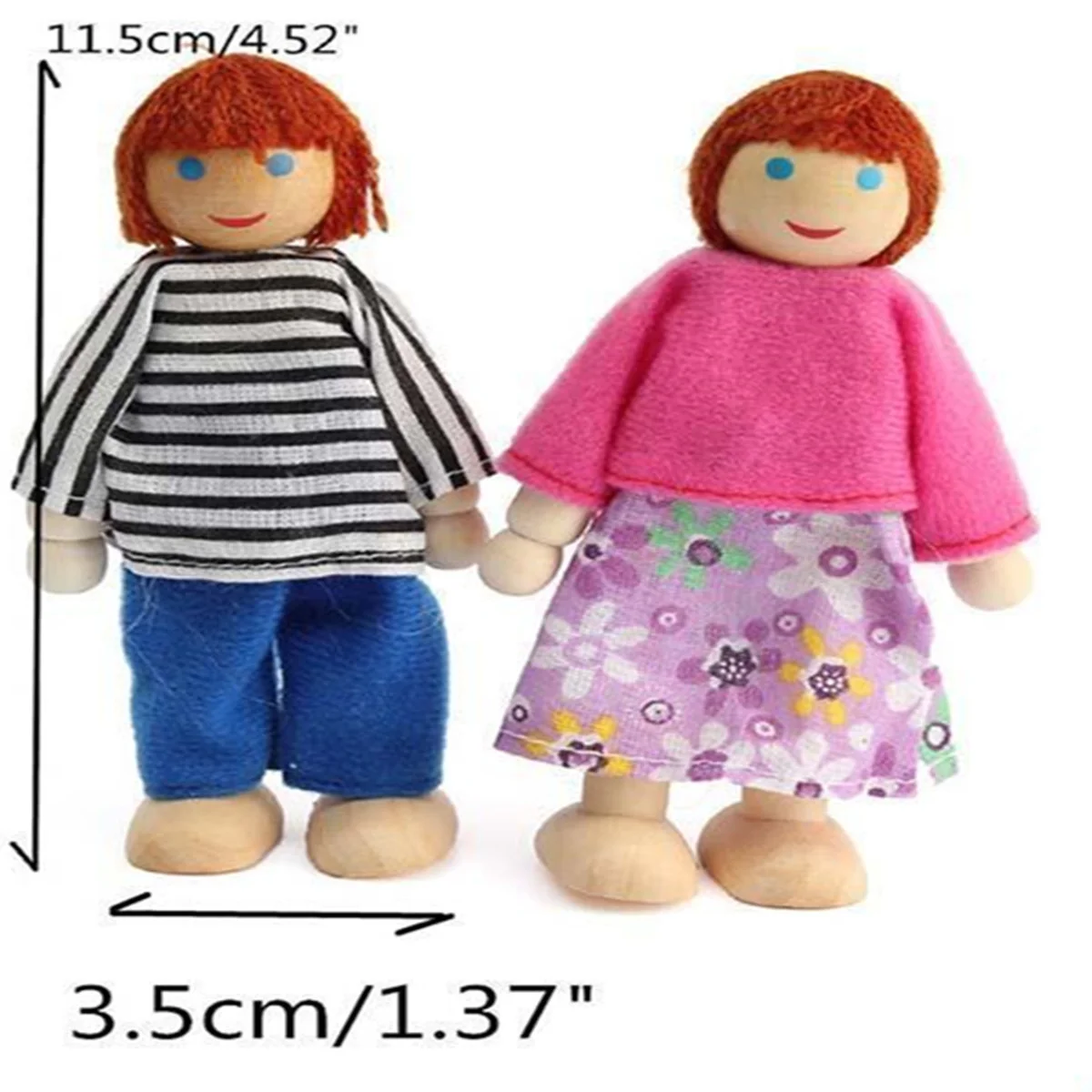 4 Pcs Toy Room Child The Marionettes Dollhouse Family Bamboo Puppets Wooden Toys