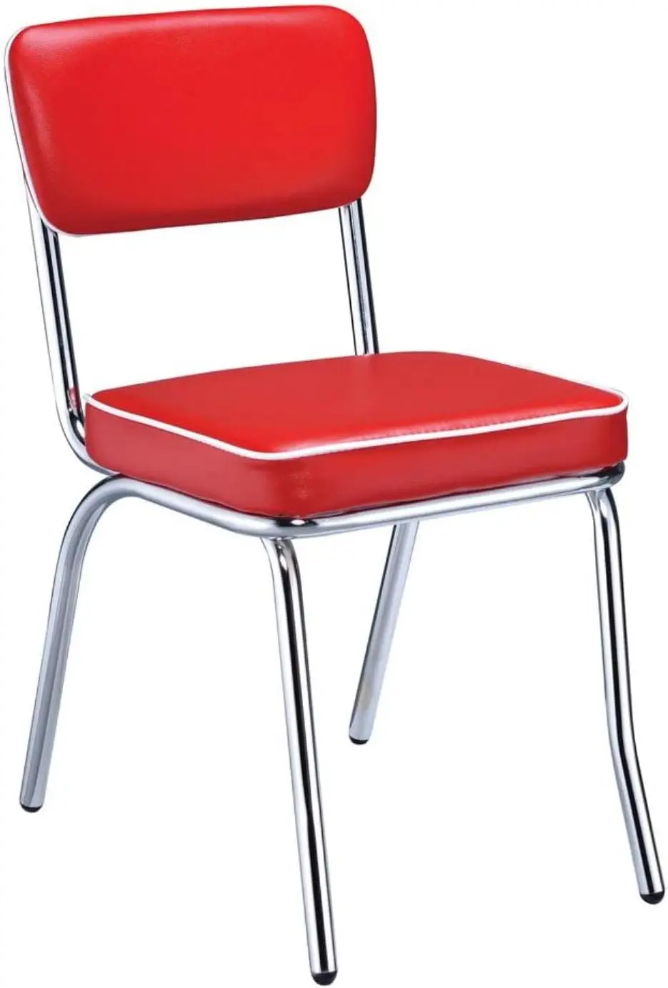 Woninginrichting Retro Set Van 2 Open Rug Eetkamerstoelen Faux Leder Gestoffeerde Rug En Gewatteerd Zitkussen