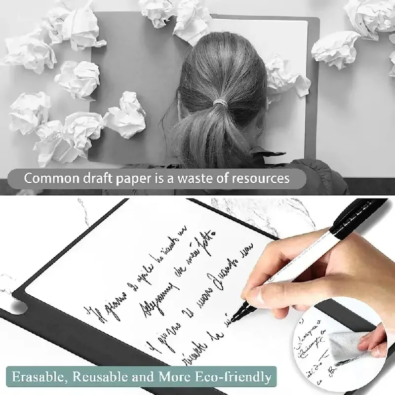 A5 Whiteboard Notebook Portable Dry Erase Board PU Cover Erasable Handheld White Board Reusable Drawing Notebook Easel Pad