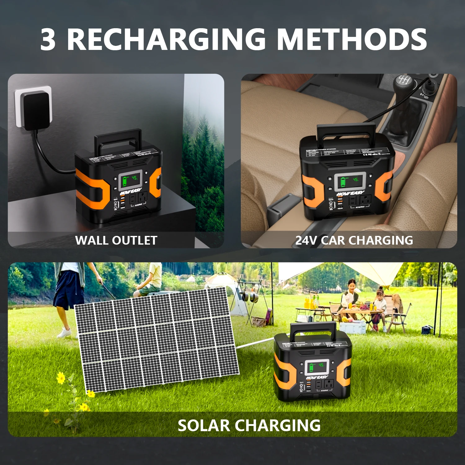 Howeasy 300W Portable Power Station, 236Wh Solar Generator (Without Solar Panel), Pure Sine Wave 110V Ac Socket, Spare Lithium Battery, Led Light/Dc/Usb/Qc3.0 for Camping Style Use